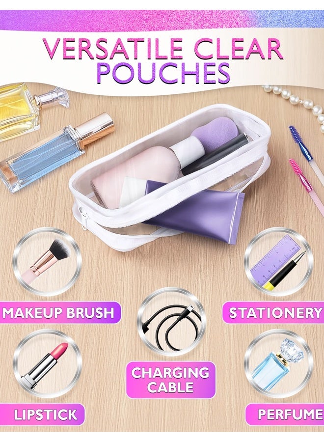 2pcs Clear Cases with Zipper, Multi-use Travel Makeup Brush Bags Toiletries Exam Pouch Case Travel Luggage Make - Image 5