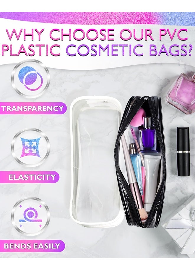 2pcs Clear Cases with Zipper, Multi-use Travel Makeup Brush Bags Toiletries Exam Pouch Case Travel Luggage Make - Image 3