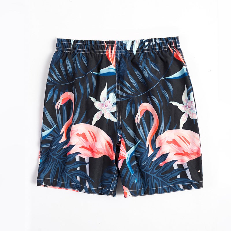 Children''s Beach Pants Cartoon Pattern Five-point Loose Casual Shorts Men''s and Women''s Big Kids Holiday Travel Boxer Swim Trunks - Image 1