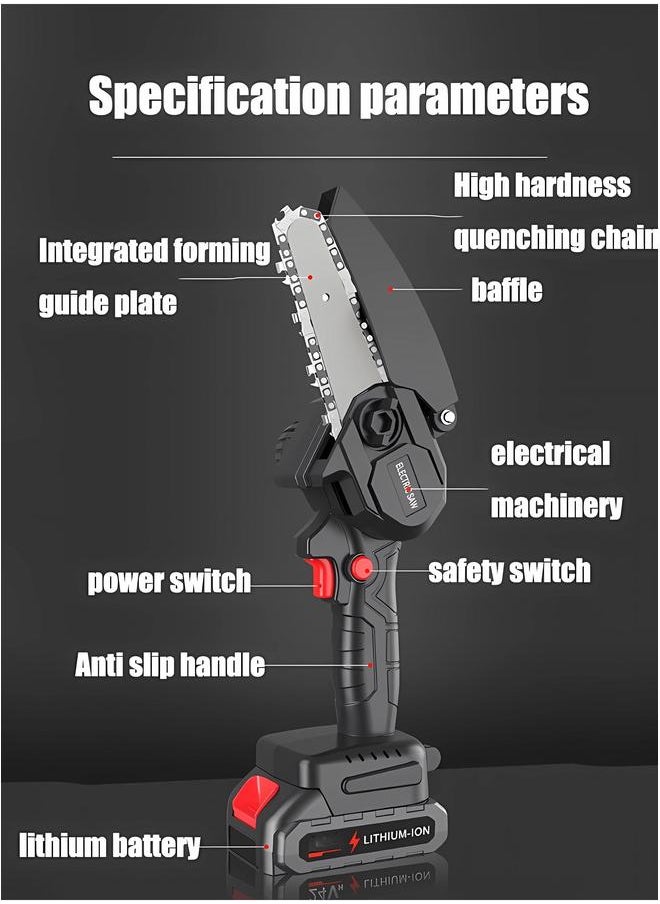 HOMESTAR Mini Chainsaw, 8 inch Cordless Electric Chainsaw with 48V Rechargeable 2000mAh Battery, One-Hand Portable Saw for Tree Branch Trimming Wood Cutting Gardening  - Image 2