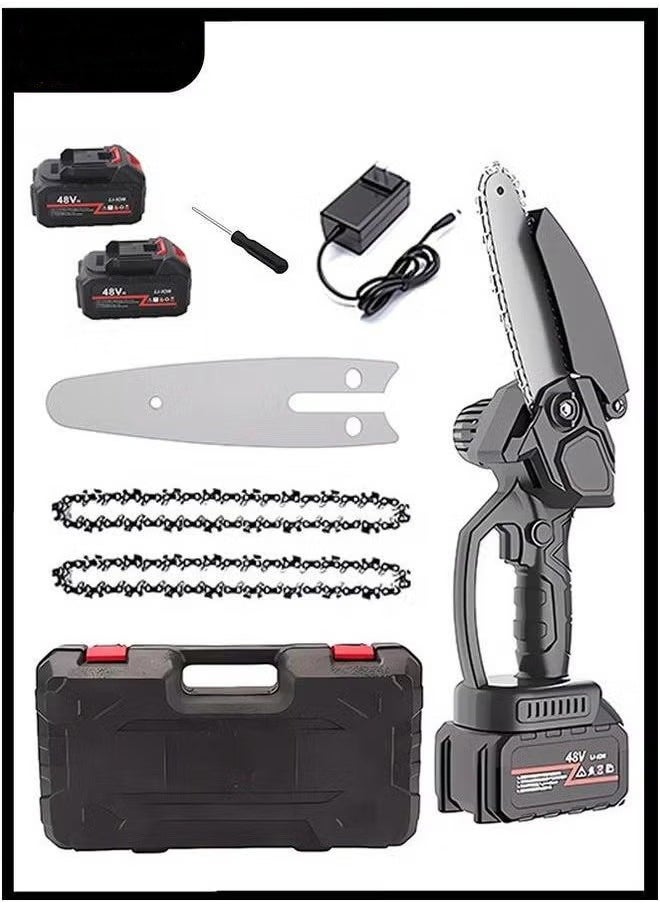 HOMESTAR Mini Chainsaw, 8 inch Cordless Electric Chainsaw with 48V Rechargeable 2000mAh Battery, One-Hand Portable Saw for Tree Branch Trimming Wood Cutting Gardening  - Image 1