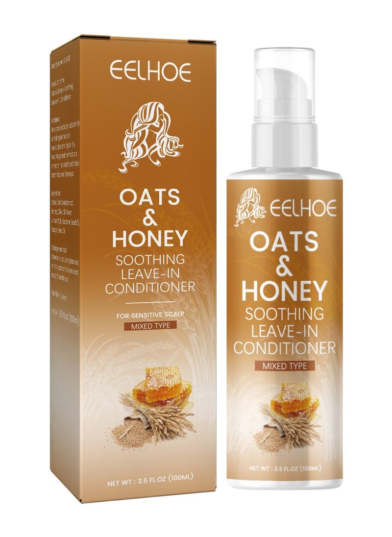EELHOE Honey Leave-In Deep Conditioner, Hydrate, Smooth & Strengthen Formula, Organics Oats & Honey Soothing Leave-In Conditioner for Sensitive Scalp, 100ml - Image 1