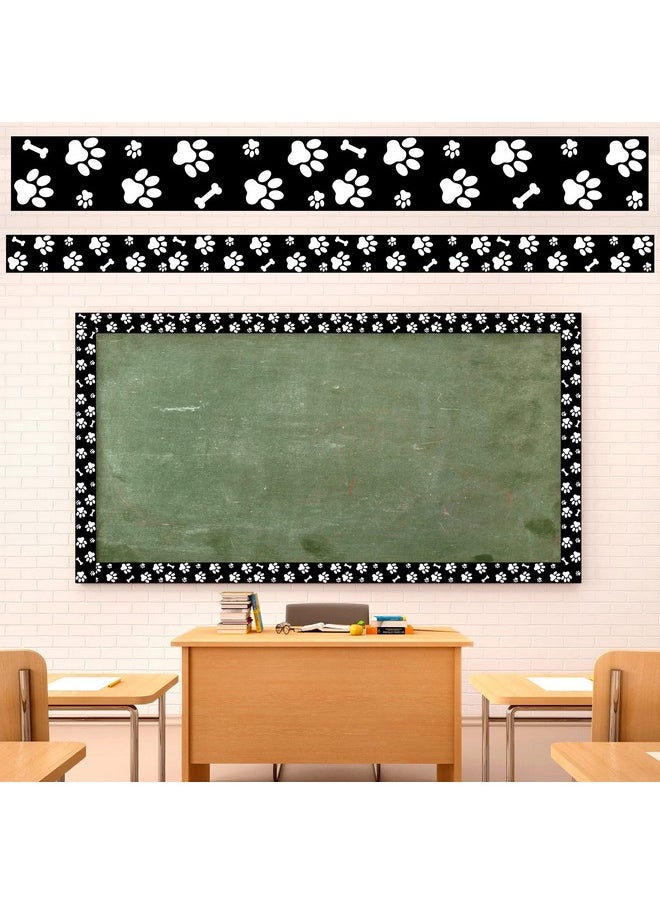 Leinuosen - 59.1 Feet Pet Paw Bulletin Board Border Classroom Decorations Black And White Puppy Boarders For Bulletin Board Paw And Bone Print For Walls Desks Windows Doors Lockers Schools Classrooms - Image 1