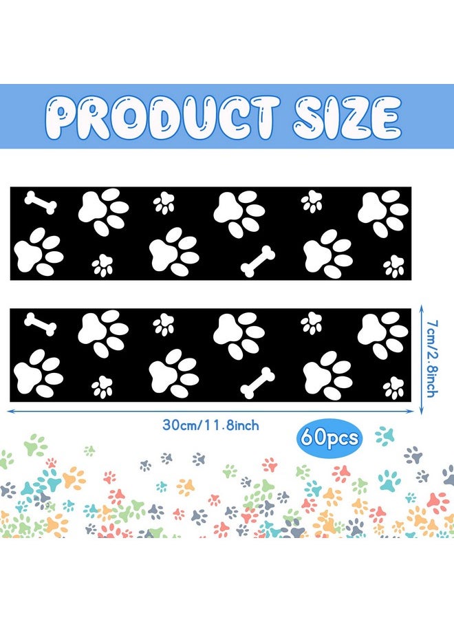 Leinuosen - 59.1 Feet Pet Paw Bulletin Board Border Classroom Decorations Black And White Puppy Boarders For Bulletin Board Paw And Bone Print For Walls Desks Windows Doors Lockers Schools Classrooms - Image 1