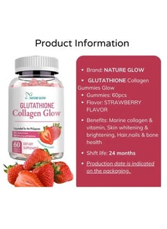NATURE GLOW Collagen Glow Anti-Aging & Skin Whitening Vitamins - Strawberry Flavor  - Image 3
