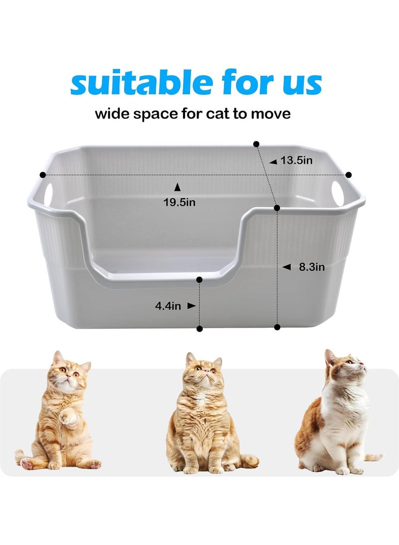 Large Open Cat Litter Box Low Entry,High Sided Cat Litter Pan Anti-Splashing Grey Cat Litter Box Plastic Litter Box with High Sides Easy Clean - Image 5