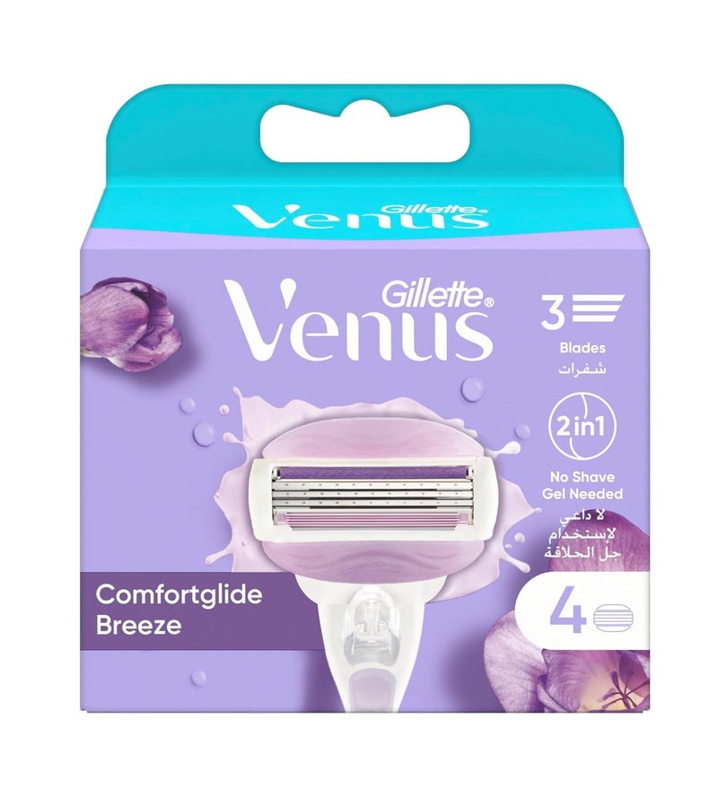 Gillette Venus Comfortglide Breeze Women's Razor Blade Refills, 4 Count - Image 1