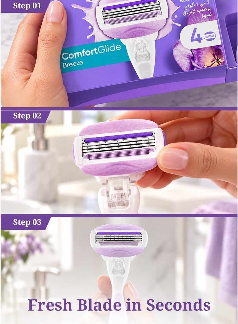 Venus Gillette Gillette Venus Comfortglide Breeze Razor Blade Refills, 4 Count - Image 5