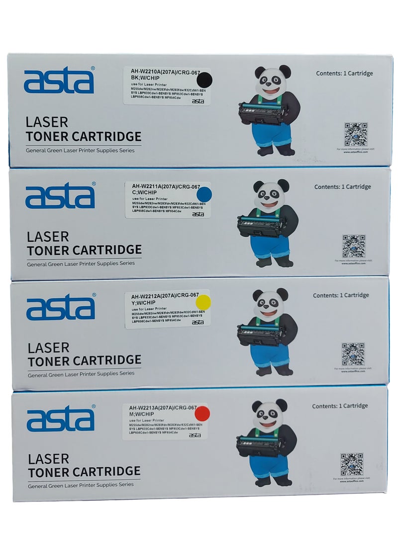 Asta Compatible Toner With HP 207A Cartridge Replacement Toner for W2210A W2211A W2212A W2213A Toner Works With Laserjet Pro MFP M283fdw M255dw M282nw M283fdn M255nw Toner - Black Cyan Yellow Magenta