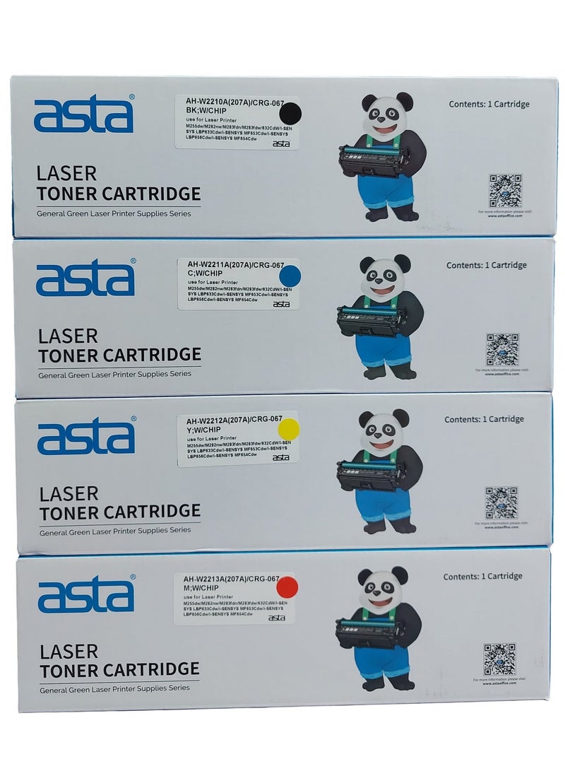 ASTA Compatible HP 207A Toner Cartridge Set Replacement for HP W2210A, W2211A, W2212A, W2213A – Black, Cyan, Yellow & Magenta – Works with HP Color LaserJet Pro M255nw, M255dw, M282nw, M283fdn, M283fdw Printers - Image 3