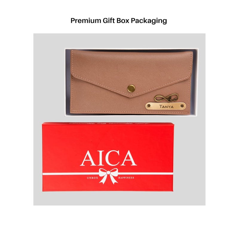 AICA Personalised Name & Charm Leather Wallet Gift for Women (Bedge Brown) | Gifts for Mom Sister Girl Friends - Image 3
