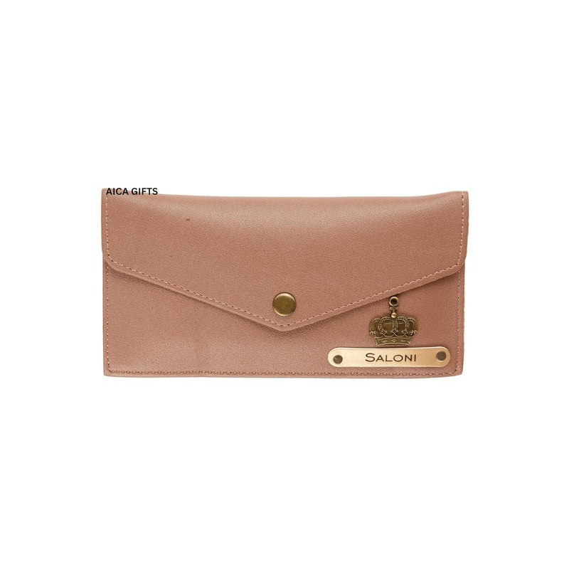 AICA Personalised Name & Charm Leather Wallet Gift for Women (Bedge Brown) | Gifts for Mom Sister Girl Friends - Image 1