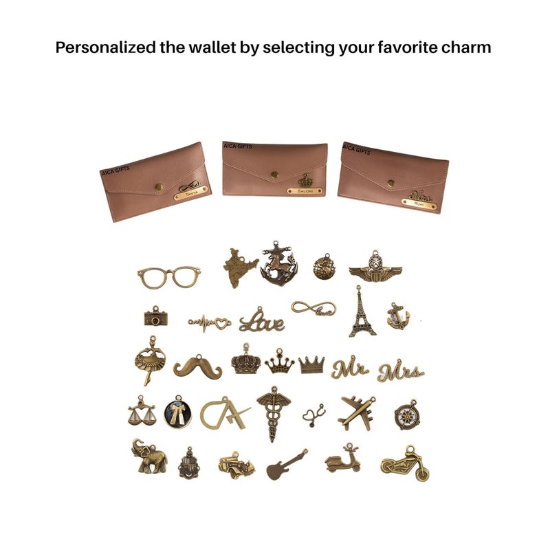 AICA Personalised Name & Charm Leather Wallet Gift for Women (Bedge Brown) | Gifts for Mom Sister Girl Friends - Image 5