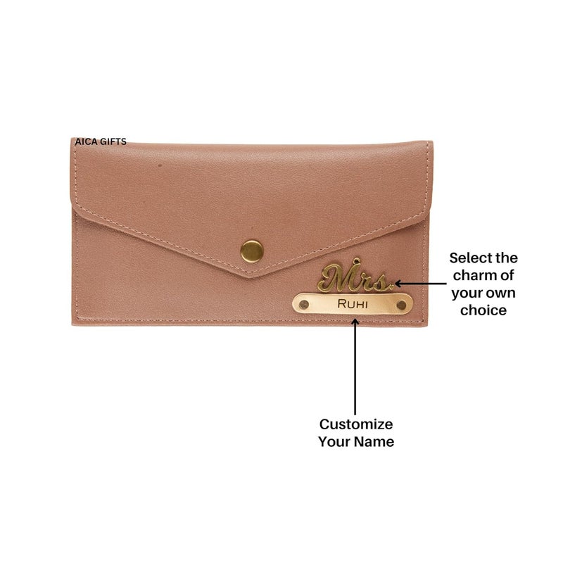 AICA Personalised Name & Charm Leather Wallet Gift for Women (Bedge Brown) | Gifts for Mom Sister Girl Friends - Image 2