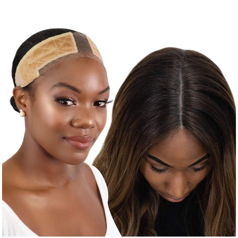 MILANO COLLECTION Wigrip, Premium Lace Wig Band for Women, Fully Adjustable & Reinforced Lace Wig Grip Band by Hairline, Comfortable and Secure Glueless Velvet Headband, Nude - Image 1