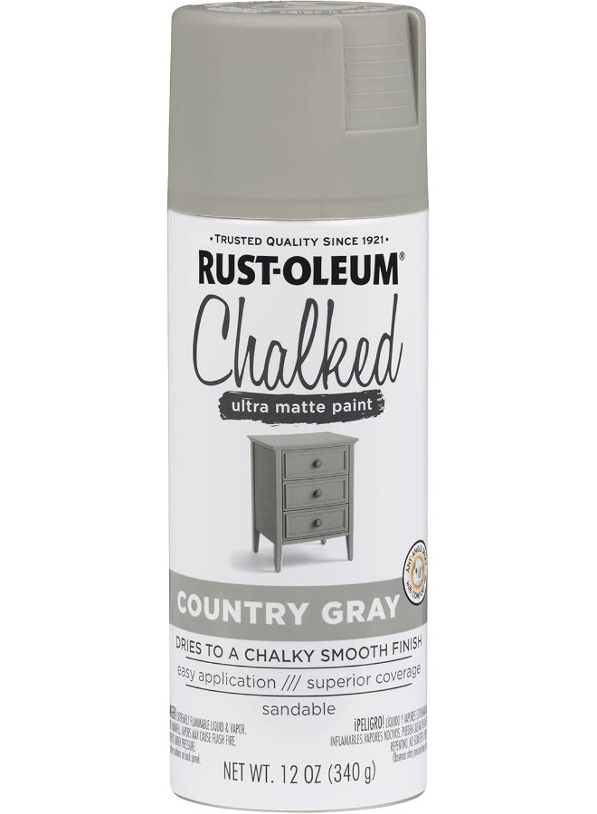 Rust-Oleum 302593 Series Chalked Ultra Matte Spray Paint, 12 Ounce (Pack Of 1), Country Gray - Image 1