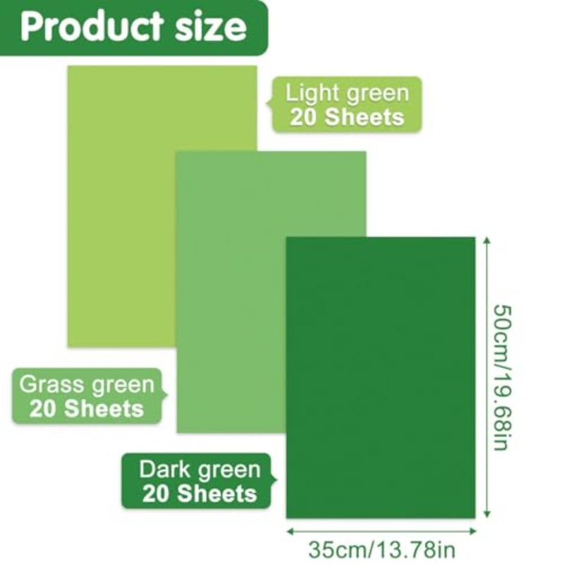 Assorted Green Tissue Paper Set 60 Sheets Gift Wrap Paper Tissue Art Paper 3 Colors for Saint Patrick's Day DIY Arts and Crafts Birthday Easter Wedding Holiday Party Decoration - Image 2