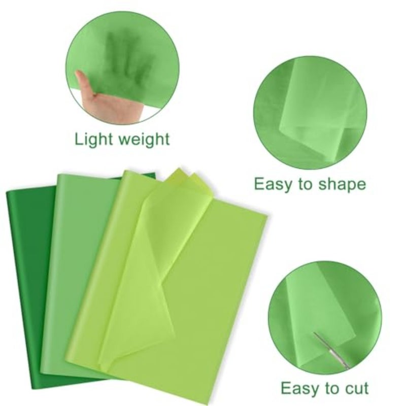 Assorted Green Tissue Paper Set 60 Sheets Gift Wrap Paper Tissue Art Paper 3 Colors for Saint Patrick's Day DIY Arts and Crafts Birthday Easter Wedding Holiday Party Decoration - Image 3