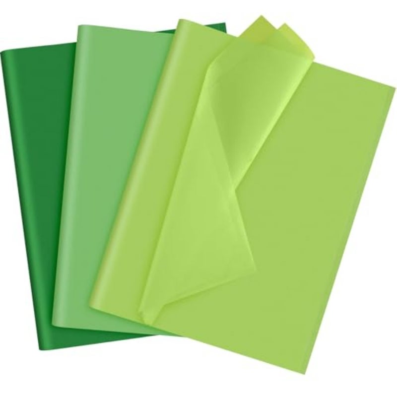 Assorted Green Tissue Paper Set 60 Sheets Gift Wrap Paper Tissue Art Paper 3 Colors for Saint Patrick's Day DIY Arts and Crafts Birthday Easter Wedding Holiday Party Decoration - Image 1