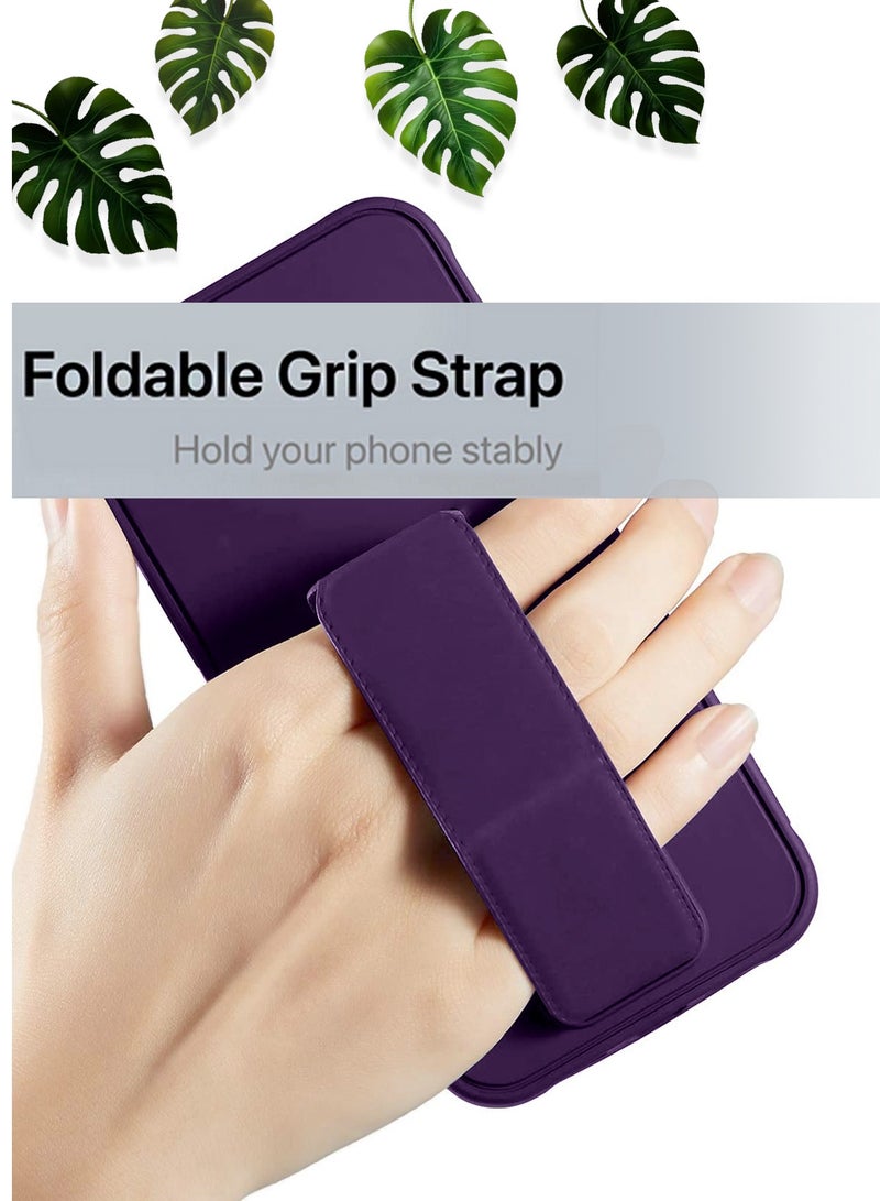 Wtech Hand Grip Foldable Magnetic Kickstand Wrist Strap Finger Grip With Built-In Iron Case Cover For Realme 12+ / 12 Plus 5G 2024 Eggplant Purple - Image 2