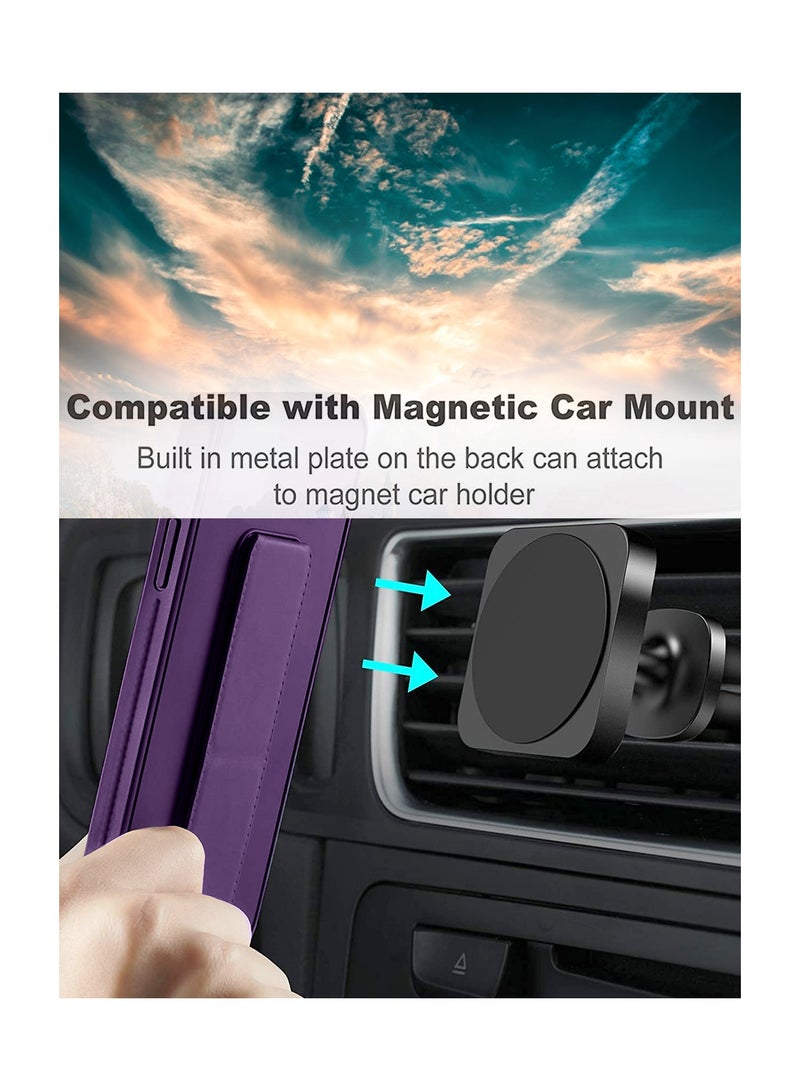 Wtech Hand Grip Foldable Magnetic Kickstand Wrist Strap Finger Grip With Built-In Iron Case Cover For Realme 12+ / 12 Plus 5G 2024 Eggplant Purple - Image 3