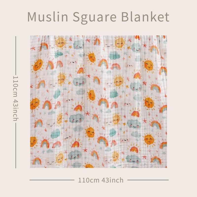 CoolaPeach Muslin Swaddle Blankets 6-Layer Cotton Baby Blankets for Boys & Girls 43"X43"Inches Receiving Blankets,Soft Skin-Friendly Baby Crib Blanket,Breathable Quilt Bedspread(Sunny) - Image 2