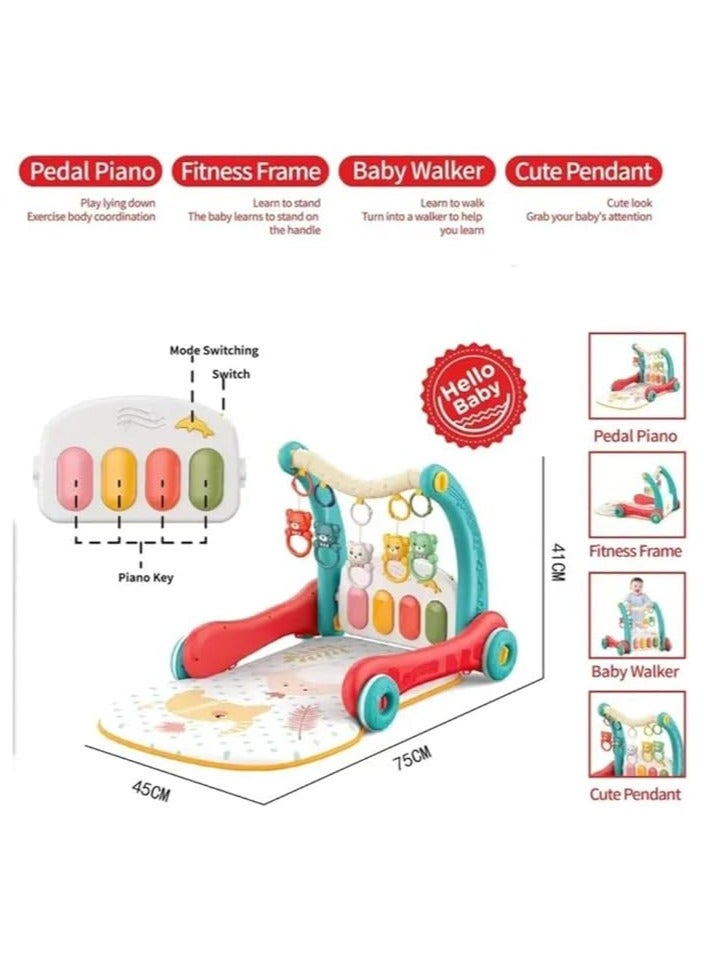 🧒 سجادة لعب ومو walker 2 في 1 مع بيانو بدواسات – لعبة تعليمية موسيقية تفاعلية للأطفال الرضع والصغار - Image 4