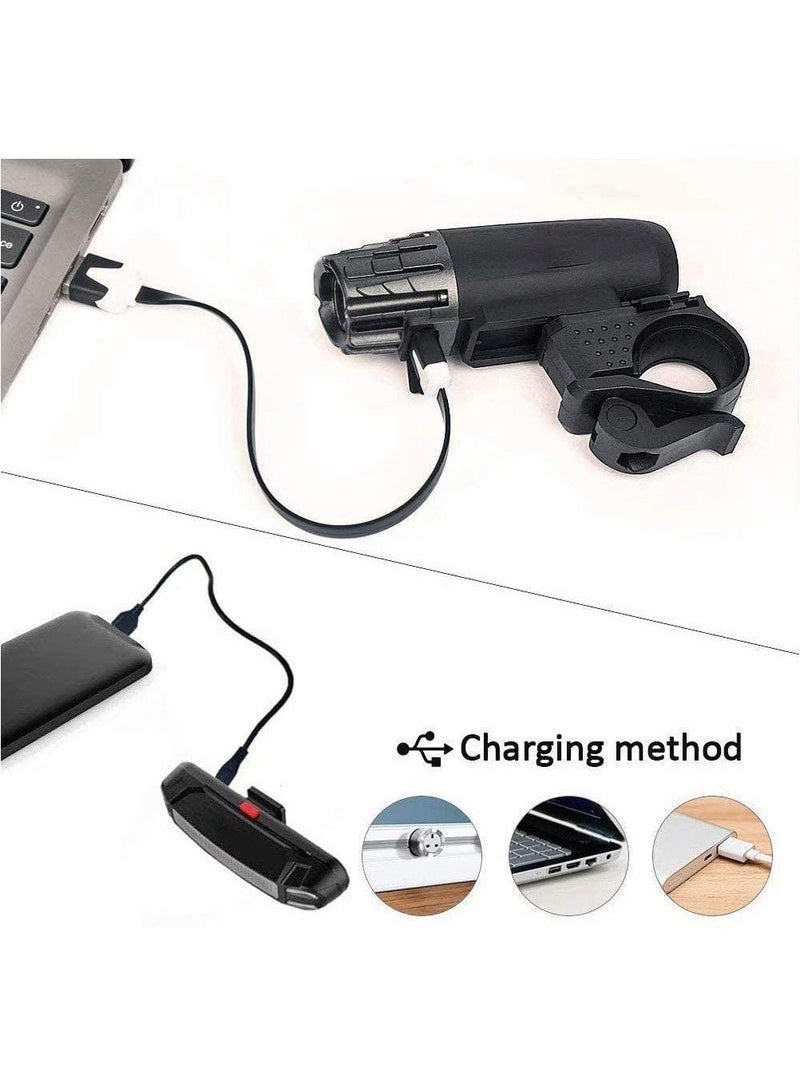 CAFELE Cycling Light Kit USB Rechargeable Bike Light Tail Light Bike Rear Tail Light Ultra Bright IP65 Waterproof LED Cycle Safety Lights Bicycle Front Headlight with Tail Light For All Bikes Hybrid Road MTB - Image 3