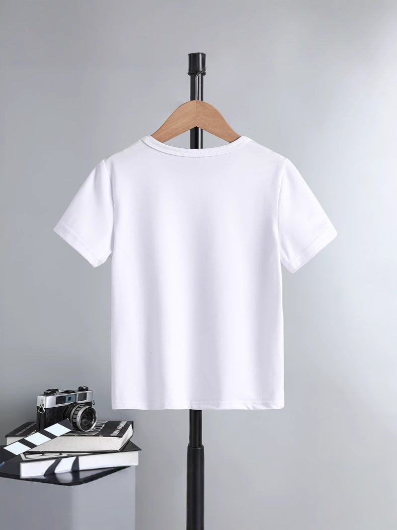 Children'S New Summer Short-Sleeved Top Casual Outer Wear T-Shirt Cotton Comfortable Supply Flower - Image 3