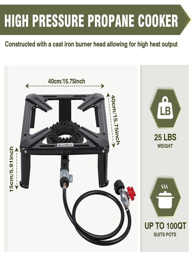 Bestfire 120,000 BTU Propane Burner 7" Circular Burner Head with 16" Square Steel Cooktop for Camping, Seafood Boils, and Home Brewing - Image 3