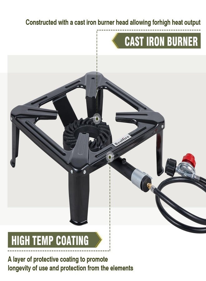 Bestfire 120,000 BTU Propane Burner 7" Circular Burner Head with 16" Square Steel Cooktop for Camping, Seafood Boils, and Home Brewing - Image 4