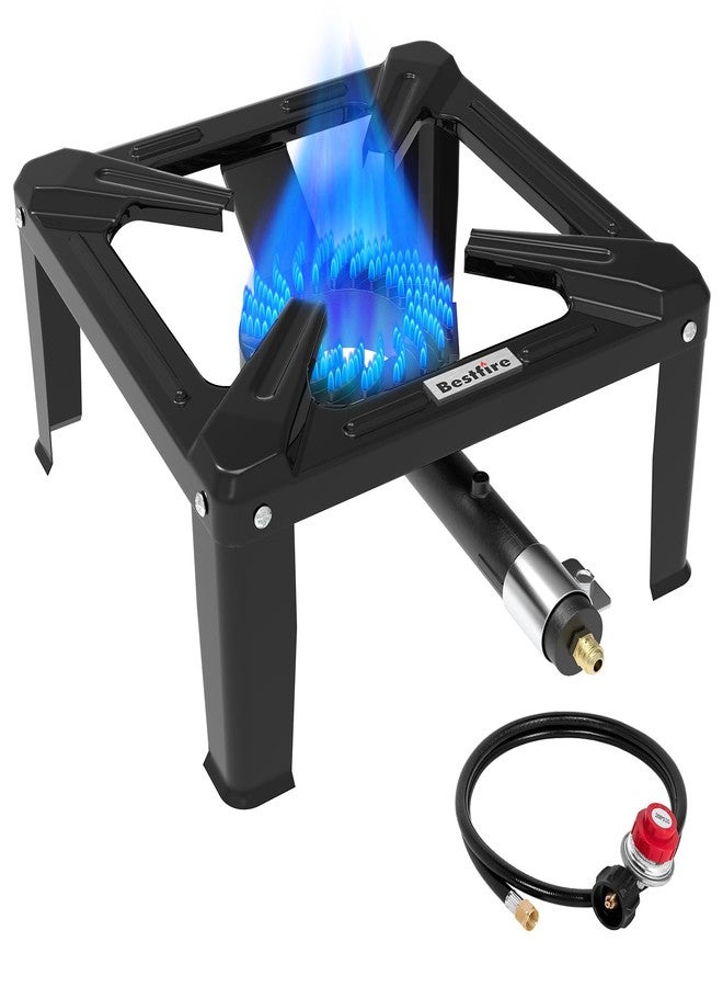 Bestfire 120,000 BTU Propane Burner 7" Circular Burner Head with 16" Square Steel Cooktop for Camping, Seafood Boils, and Home Brewing - Image 1