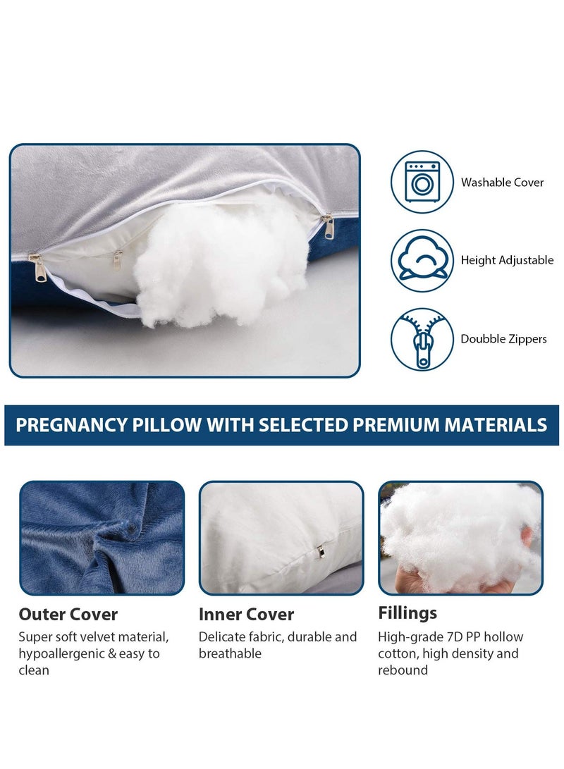 وسادة حمل شكل حرف U لدعم الجسم بالكامل والظهر والوركين والساقين والبطن مناسبة للنساء الحوامل - Image 4
