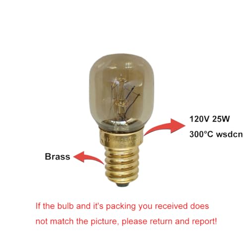 WSDCN.COM 2 Pack, Fulfilled by Amazon, WSDCN E14 T25 25W 120V 120 Volt 125V 110V~130V Oven Light Bulb Heat Resistant Bulb 300'C - Image 3