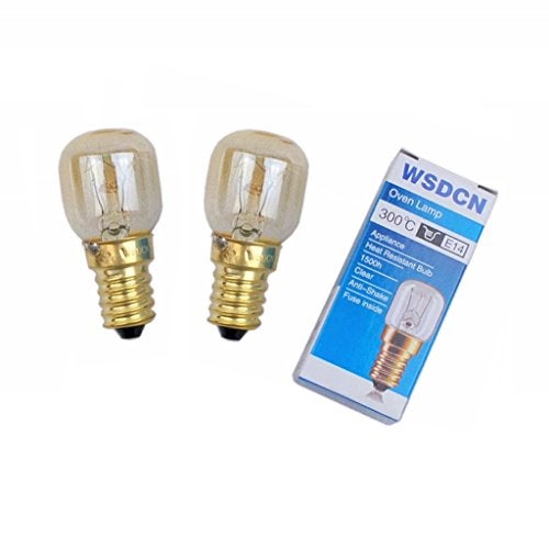 WSDCN.COM 2 Pack, Fulfilled by Amazon, WSDCN E14 T25 25W 120V 120 Volt 125V 110V~130V Oven Light Bulb Heat Resistant Bulb 300'C - Image 1