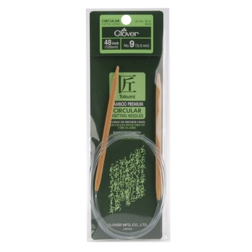 Clover 3016/48-09 Takumi Bamboo Circular 48-Inch Knitting Needles, Size 9 - Image 1