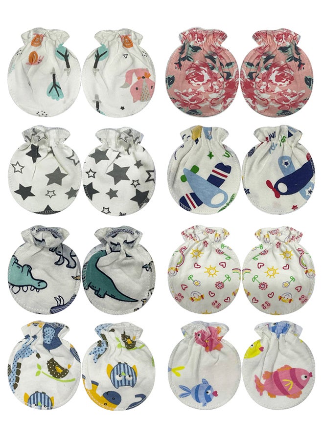 MARGOUN 8 عبوات قفازات حديثي الولادة مضادة للخدش قفازات للأطفال بدون خدش قفازات للأطفال من 0-6 أشهر للأولاد والبنات متعددة الألوان - Image 2