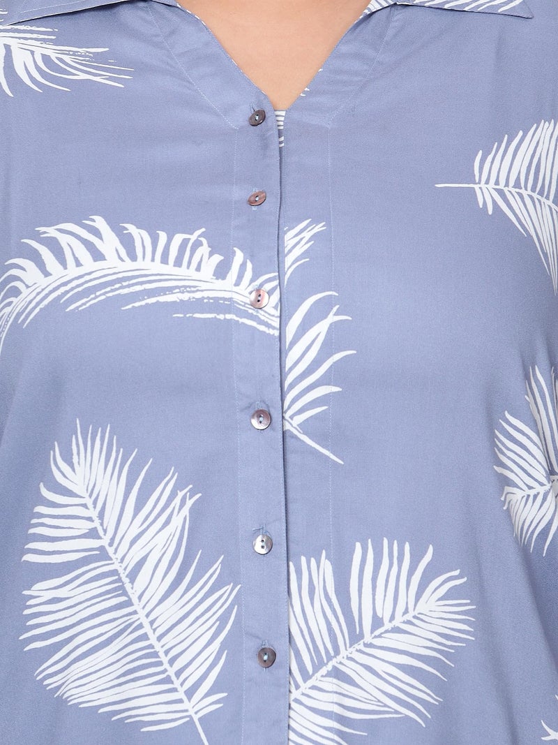 Indietoga Women's Plus Size Longline Shirt and Trouser Co-Ords Set (P10001452_Blue Printed_5XL) - Image 3
