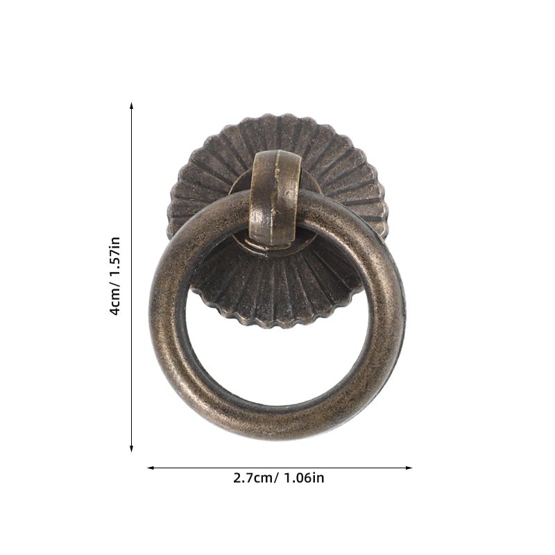 Antique Bronze Alloy Drawer Pull Handles 4pcs Vintage Metal Cabinet Rings Hardware - Image 3