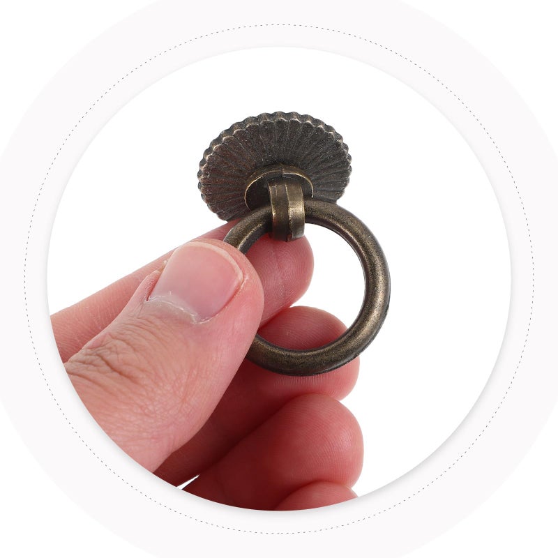 Antique Bronze Alloy Drawer Pull Handles 4pcs Vintage Metal Cabinet Rings Hardware - Image 5