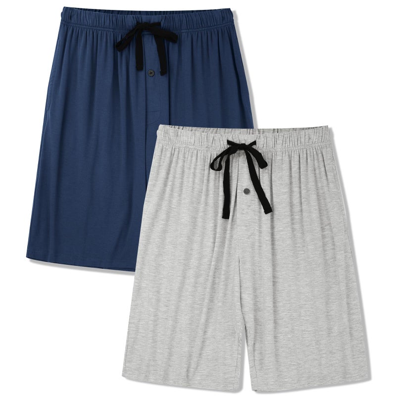 BAMBOO COOL Men's Pajama bottoms Lounge Sleep Shorts Soft Comfortable Breathable Pajamas Shorts with Pockets 2 Pack, X-Large - Image 1