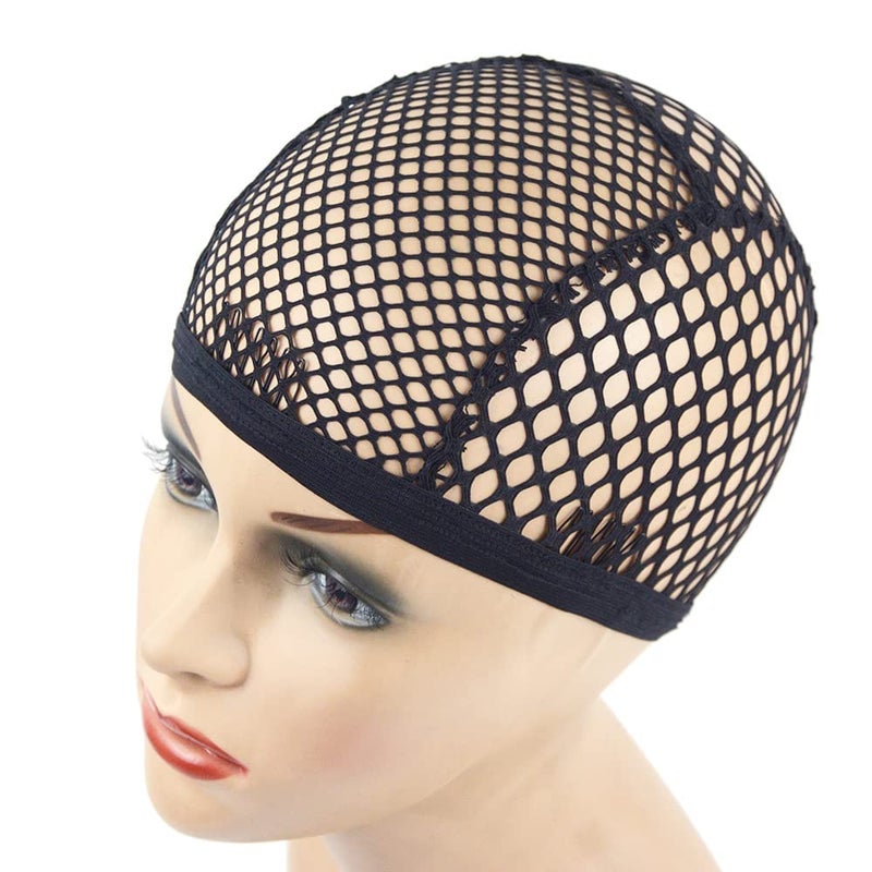 YANTAISIYU 1 Piece Wig Cap Black Stretchable Crochet Wig Cap with 4 Hair Clips Mesh Braided Wig Cap for Making Wig