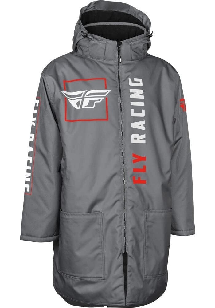 Fly Racing Pit Coat - Grey/Red, One Size - Image 1