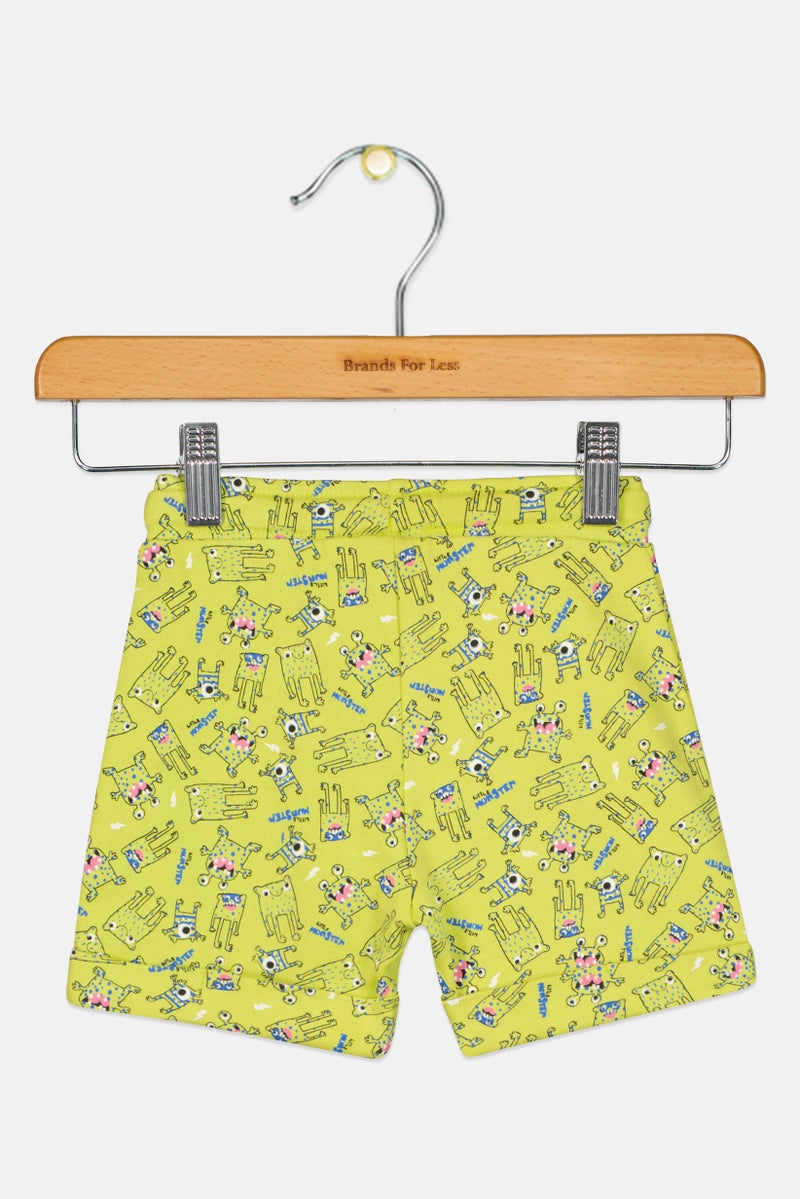 Hamleys H By Hamleys Toddlers Boy Monster Print Basic Shorts, Lime Green - Image 2