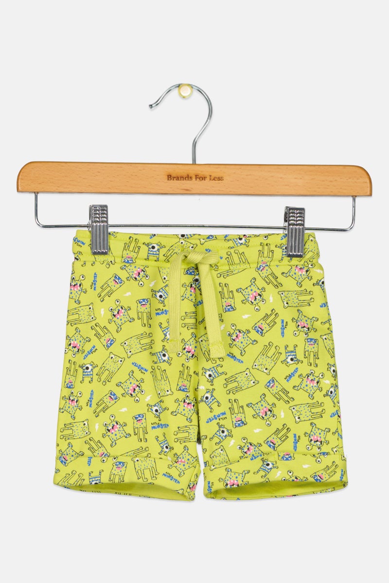 Hamleys H By Hamleys Toddlers Boy Monster Print Basic Shorts, Lime Green - Image 3