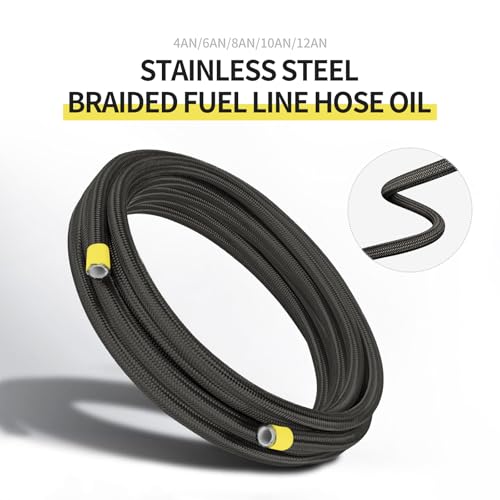 Lagogia 8AN Oil Cooler Hose, 1/2 inch Dia Nylon Braided high Pressure Fuel line Stainless Steel Rubber Hose, for Automotive, Marine Engine Tube Fuel System Hose - (3M/10FT), Black - Image 3