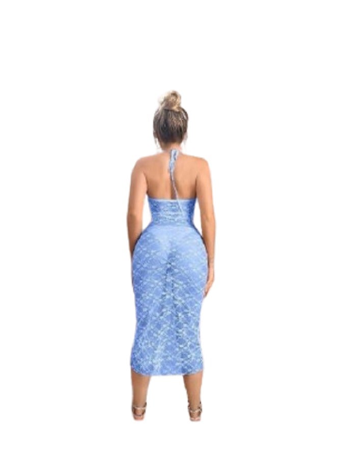 Women’s Lace Lingerie Midi Cut with Side Ties and Neck Strap - Image 2