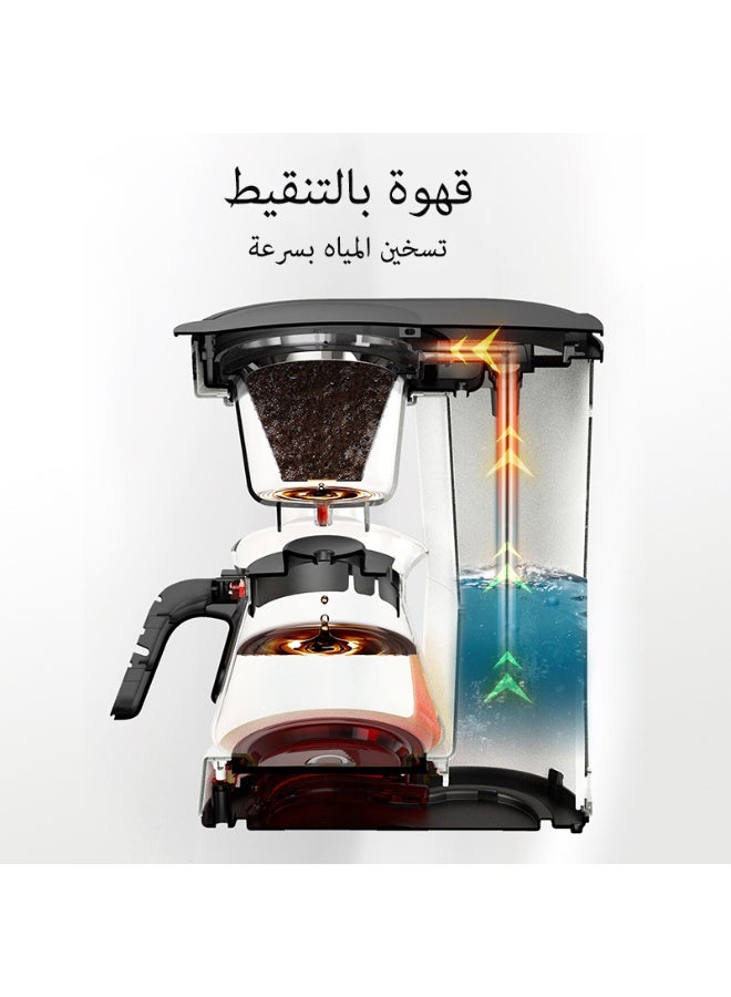 هيبرو ماكينة صنع القهوة الأمريكية 3 في 1 من HiBREW، ماكينة صنع القهوة بالتنقيط، إبريق شاي زجاجي، ماكينة صنع الشاي الساخن H12 باللون الأبيض - Image 4