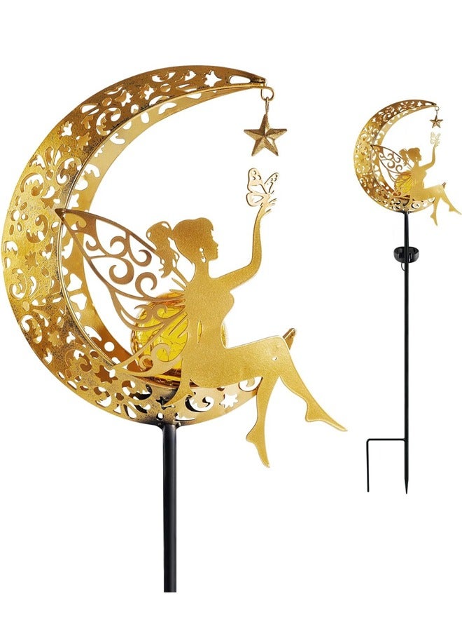 NIBEMINENT Moon & Fairy Garden Solar Stake Lights Outdoor, Waterproof Warm Yellow LED Light, Decoration for Pathway Lawn Patio Courtyard Backyard - Image 5