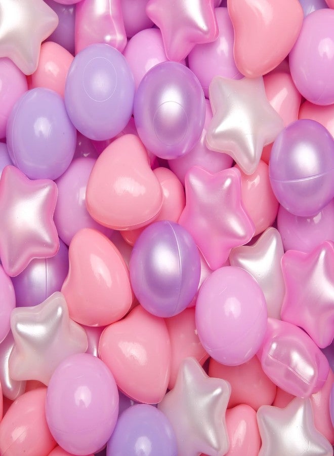 TRENDPLAY Ball Pit Balls Stars : Different Shapes - Mix Stars Shapes for Kids, Perfect for Parties, Pink Green Blue White Gray 50 100 200 500 Pack (Pearl Pink+Pearl Purple,50) - Image 1